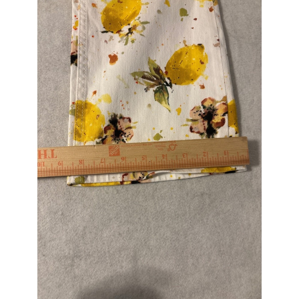 Pilcro Anthropologie Lemon Print High Rise Bootcut Jeans Womens 33 White NEW - Picture 14 of 16